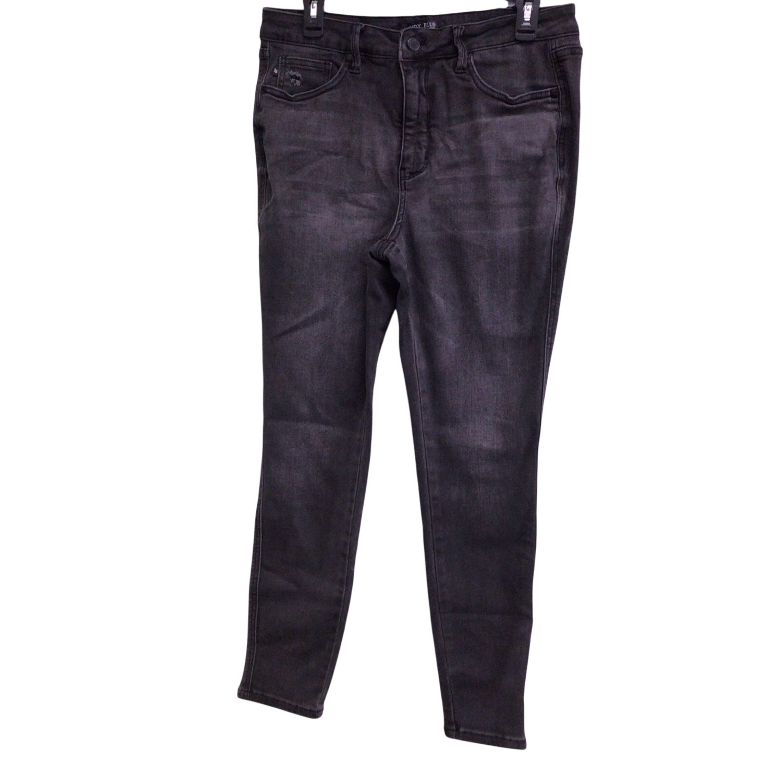 Judy Blue Womens Mid Rise Skinny Fit Black Wash Jeans Size 13/31 Distressed
